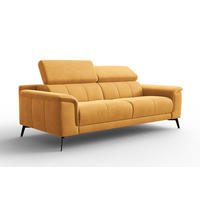 SOFA FIERO 3-Sitzer, Gelber Veloursstoff - Gelb/Schwarz, Holz/Textil (212/82/103cm) - Courtois Laville
