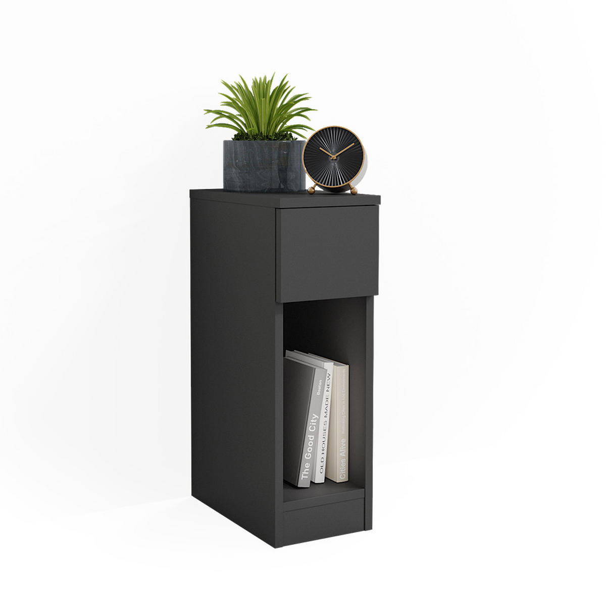NACHTTISCH Enton Schwarz 20 x 59.5 cm - Schwarz, Holzwerkstoff (20/59.5/35cm) - Vicco