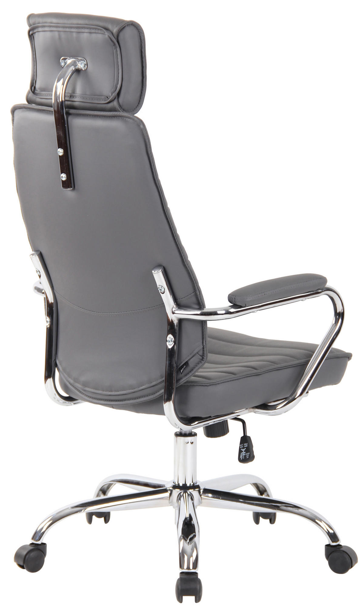 CHEFSESSEL Echtleder Grau - Chromfarben/Grau, Leder/Metall (59/117/57cm) - CLP