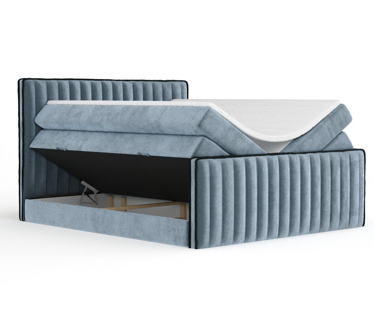 BOXSPRINGBETT Nocturne Blau Grau 200/200 cm - Blaugrau/Schwarz, Holz/Holzwerkstoff (200/200cm) - Maison de Reve