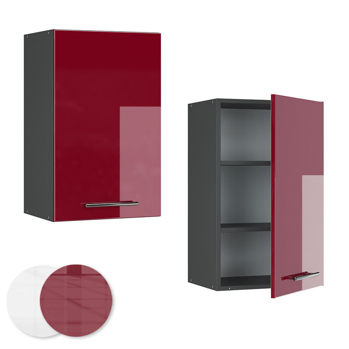 HÄNGESCHRANK Fame-Line Bordeaux Hochglanz 45 cm - Bordeaux/Anthrazit, Holzwerkstoff (45/72/34.1cm) - Vicco
