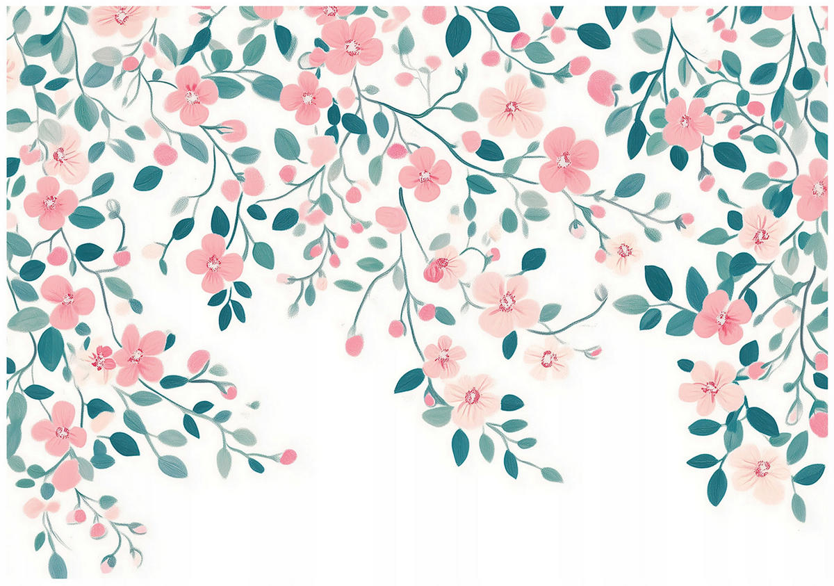 FOTOTAPETE Blumen Blätter Wohnzimmer Vlies Tapete 200x140 - Multicolor, Papier (200/140cm) - Wallarena
