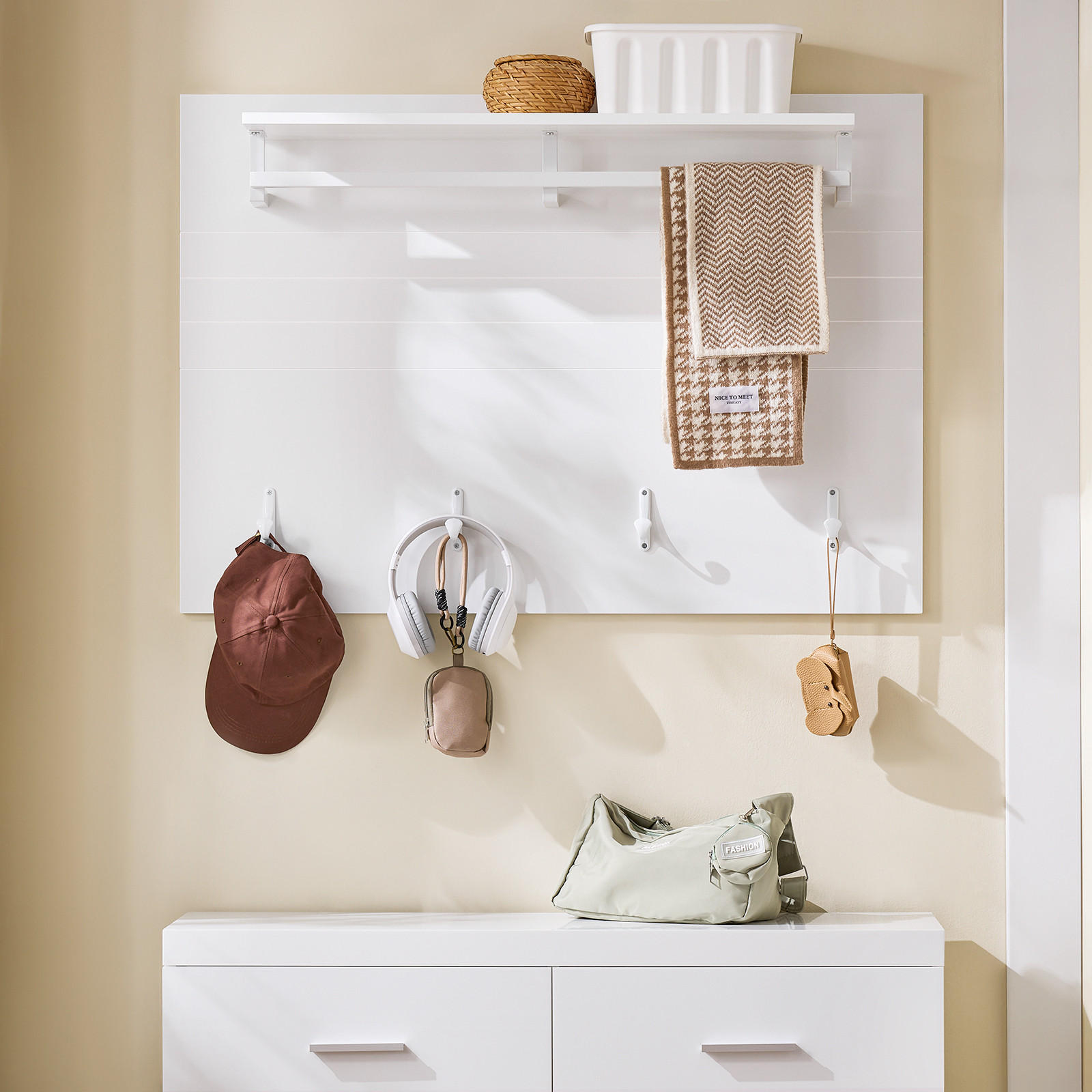 WANDGARDEROBE Weiß - Weiß, Holzwerkstoff/Metall (100/70/20cm) - SoBuy