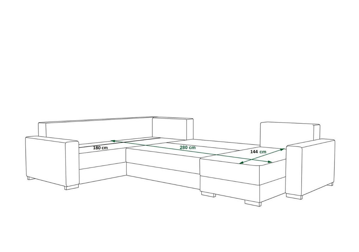 WOHNLANDSCHAFT Prado rechts mit Schlaffunktion und Bettzeugcontainer - Braun, Textil (314/88/210cm) - SIMKAM Furniture