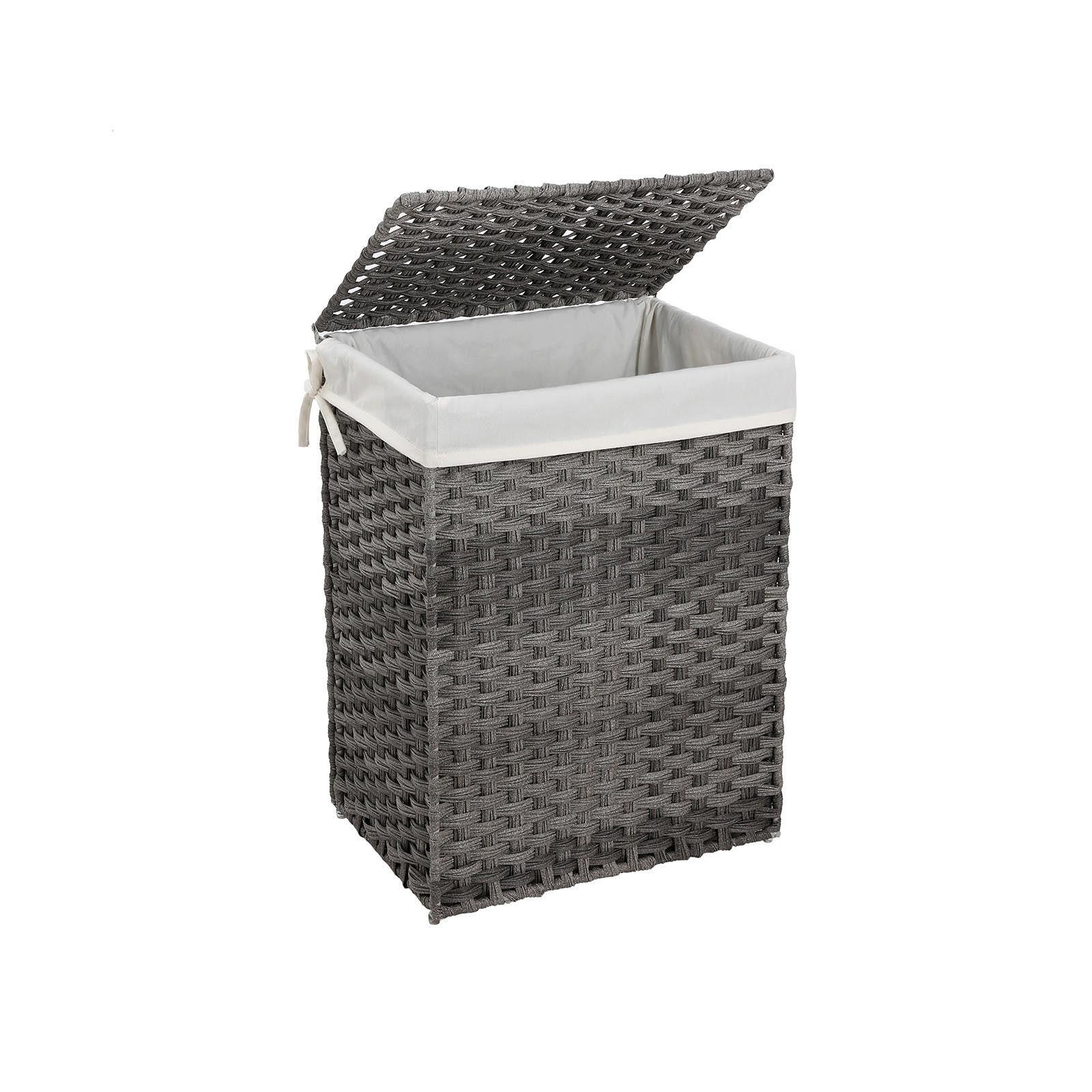 WÄSCHEKORB AUS POLYRATTAN - Grau, Kunststoff (33/60/46cm) - Hansiro