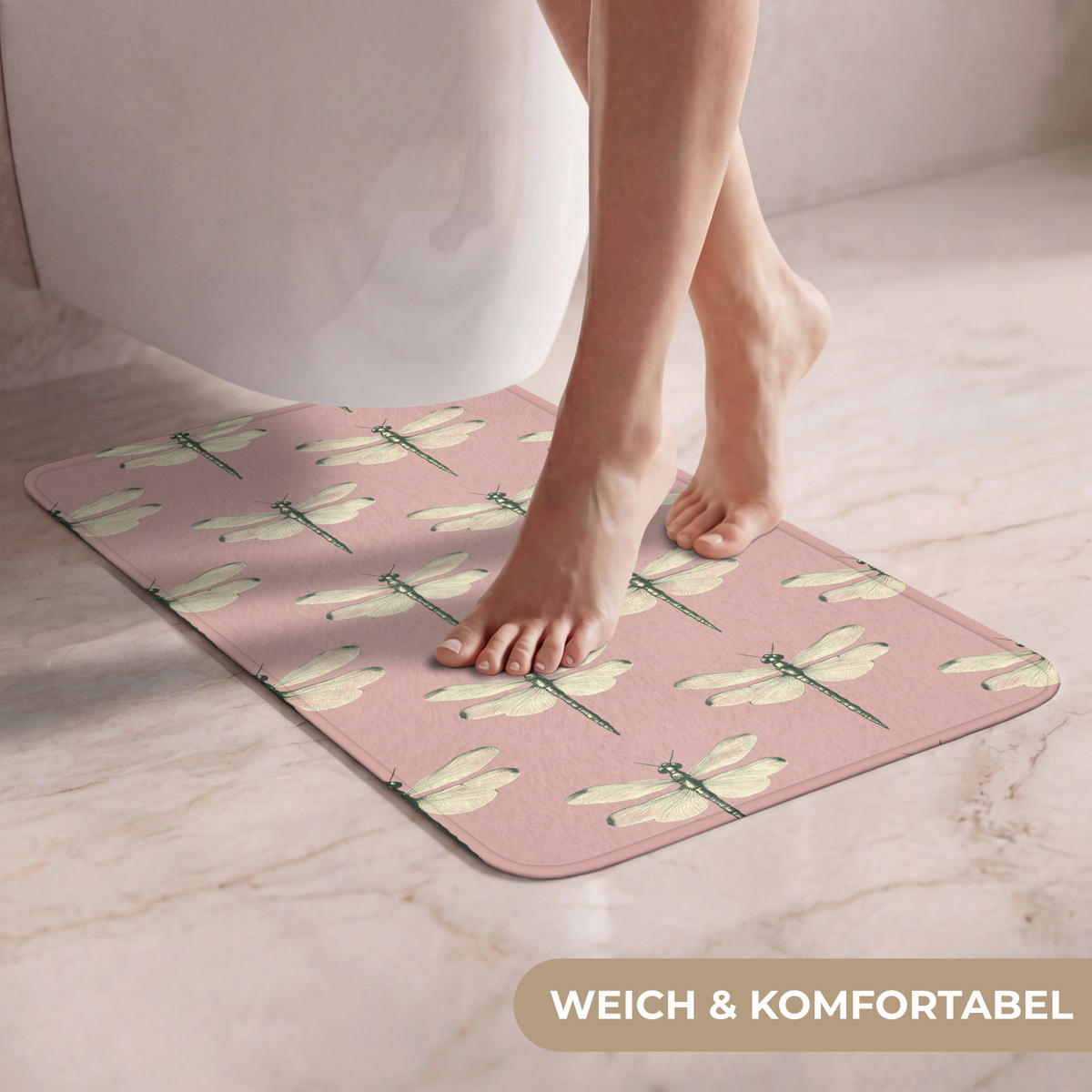 PREDLOŽKA PRED WC Zvončeky - vzor - ružová 40x60 cm - ružová, textil/plast (40/1cm) - OnlyWow