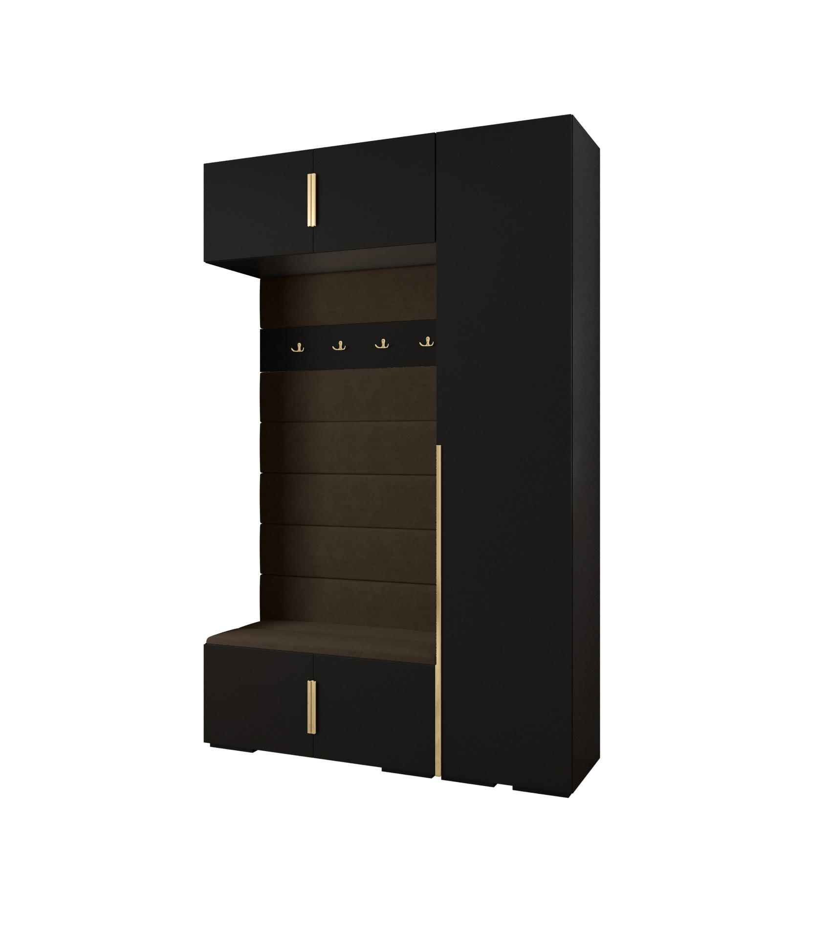 Abiks Möbel Garderoben-Set Schwarz, Braun, Gold 150x236.7x47 cm