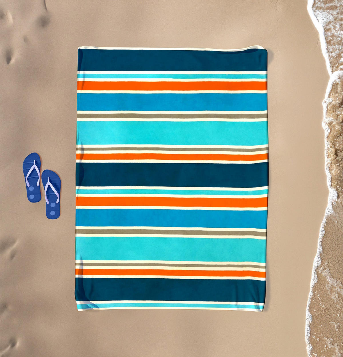 STRANDTUCH aus Veloursfrottee Jacquard Blau 140x180 400g/m² - Cabrera - Blau, Textil (140/180cm) - LE COMPTOIR DE LA PLAGE