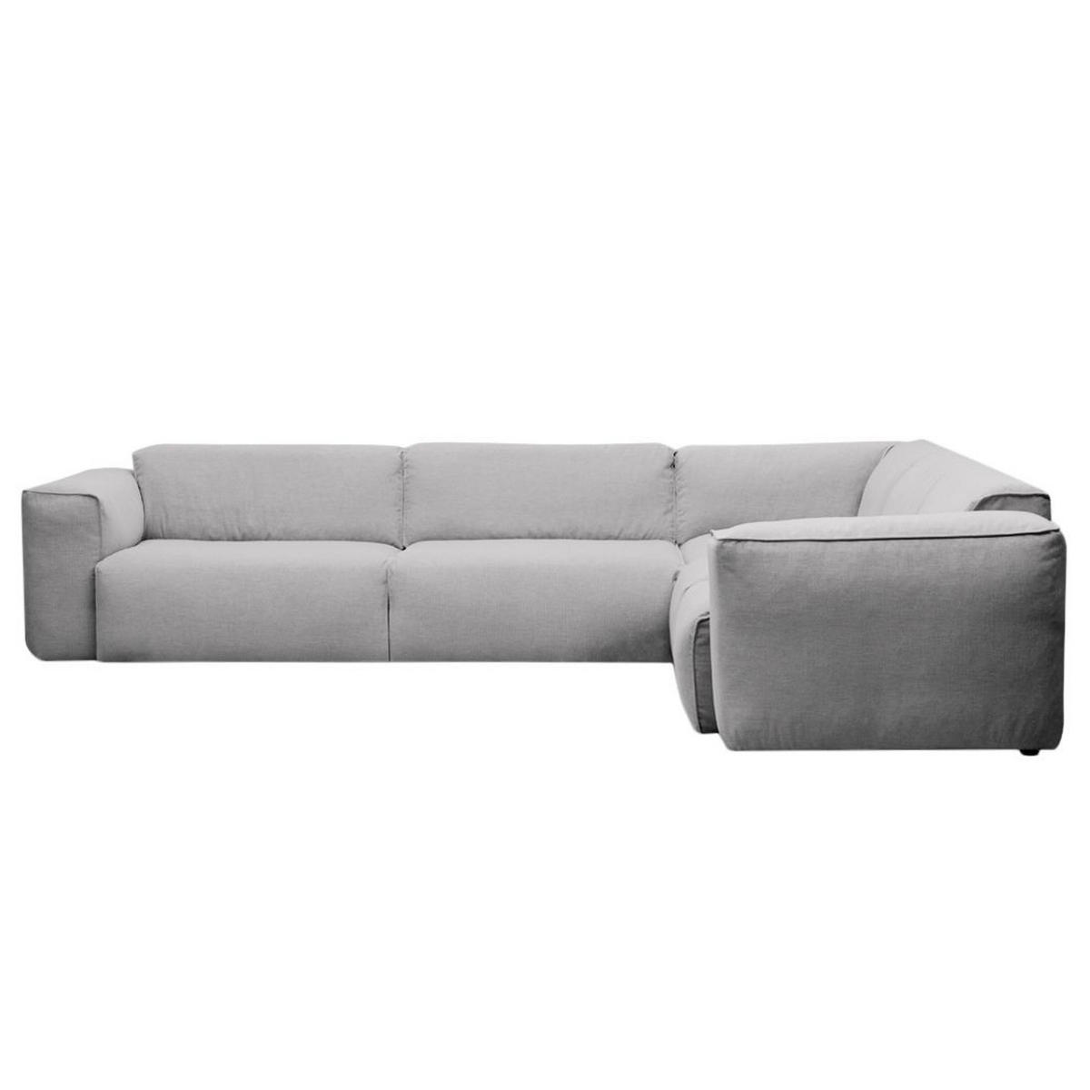 ECKSOFA mit Rundecke - Hellgrau/Schwarz, Kunststoff/Textil (325/260cm) - home24