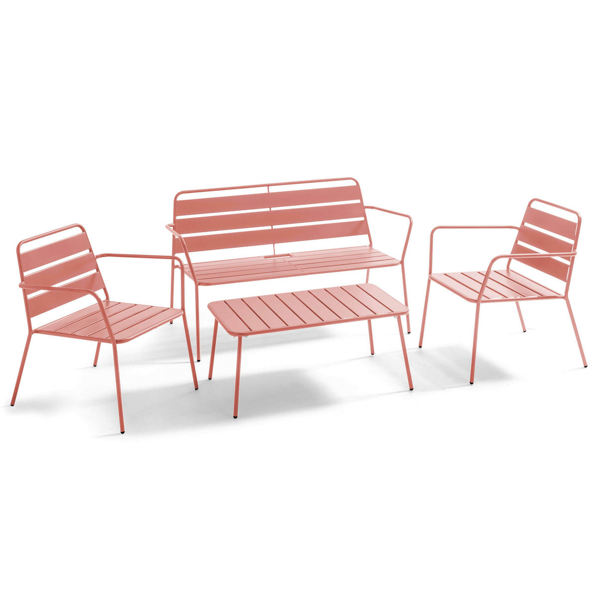 GARTEN-LOUNGETISCH, Lehm - Pink, Metall (90/50/40cm) - Oviala