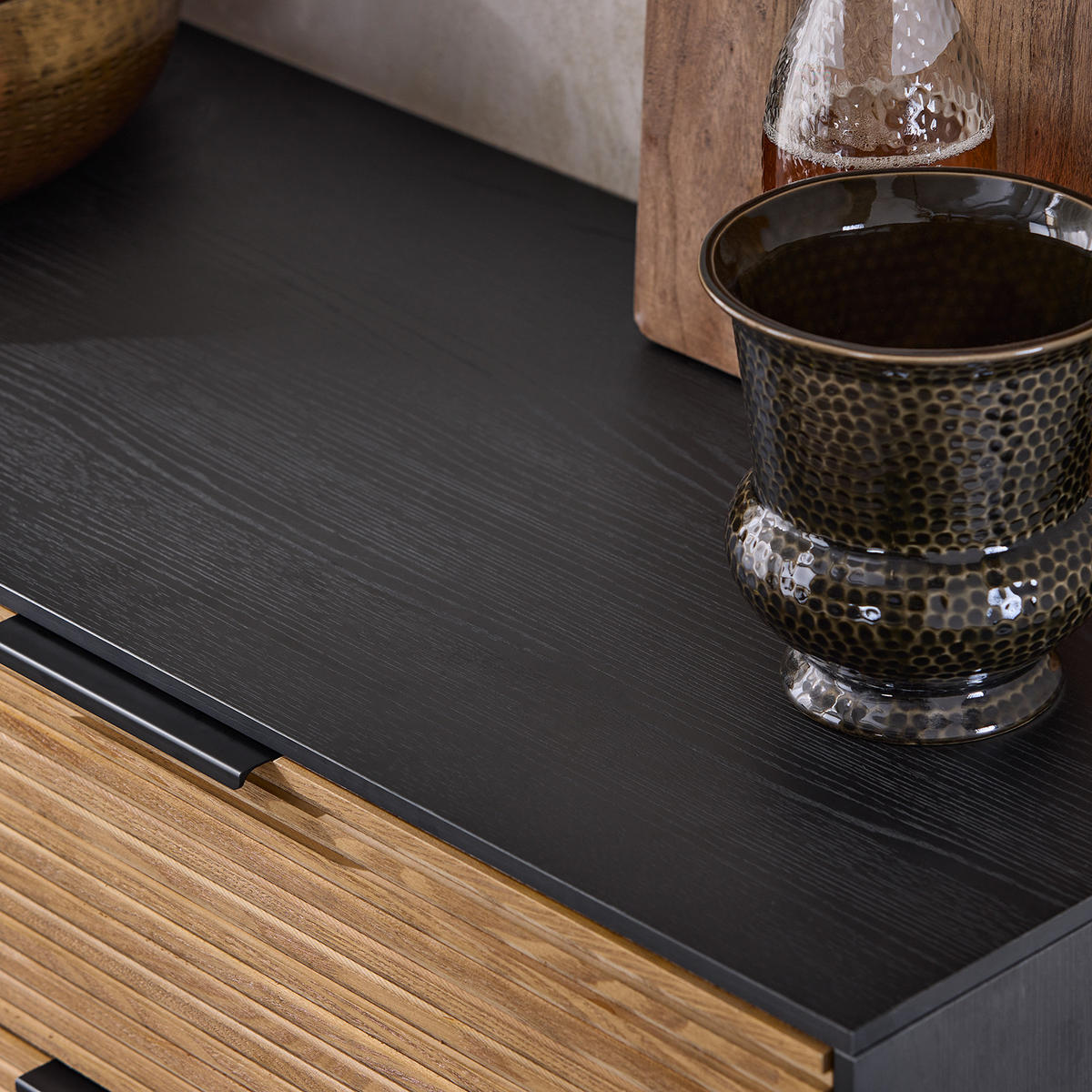 SIDEBOARD Schwarz-Natur - Schwarz/Naturfarben, Holzwerkstoff/Metall (114/83/40cm) - SoBuy