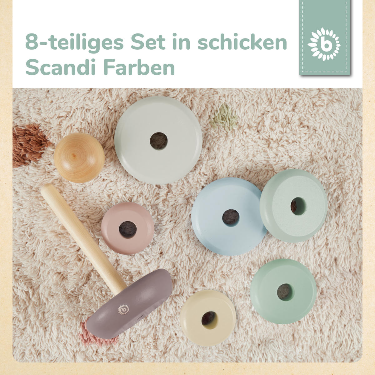 STAPELTURM Holz - ab 12 Monate - Multicolor, Holz (9/9cm) - Bieco Spielwaren