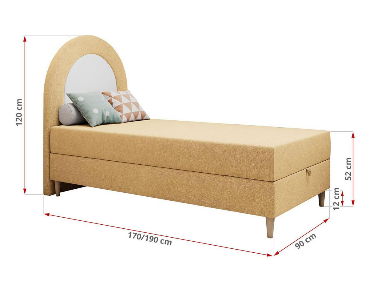 BOXBETT NEST 90/180 Gelb Struktur - H3 - Gelb, Holz/Textil (90/180cm) - MKS
