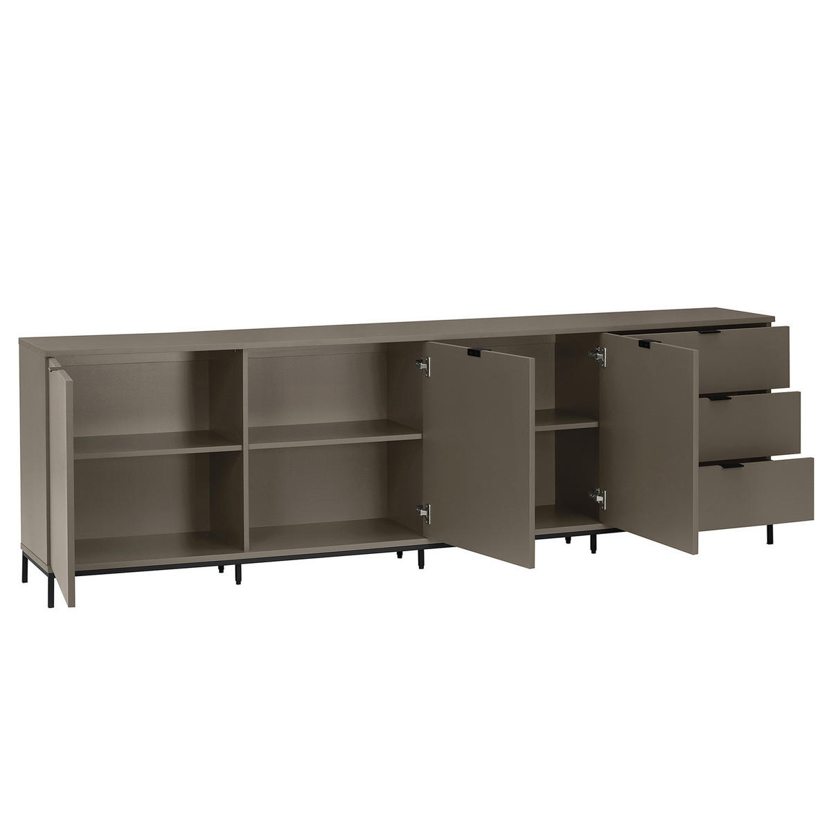 SIDEBOARD - MDF / Metall - Taupe/Schwarz, Holzwerkstoff/Metall (240/74/40cm) - home24