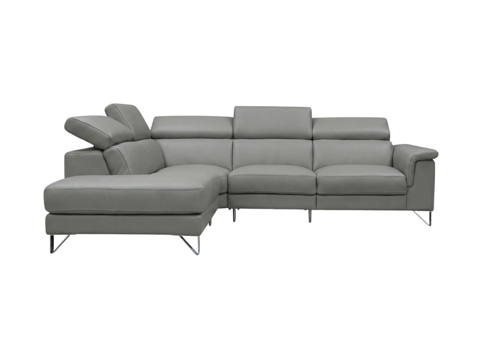 ECKSOFA Antares Echtleder Perlgrau - Hellgrau, Leder/Metall (224/276cm)