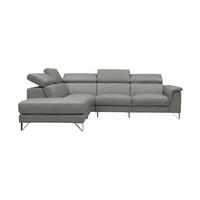 ECKSOFA Antares Echtleder Perlgrau - Hellgrau, Leder/Metall (224/276cm)