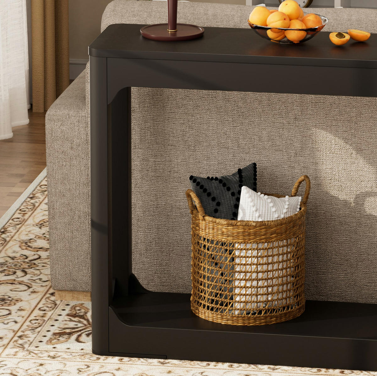 KONSOLENTISCH aus MDF 140x30x79 cm Schwarz mit 2 offenen Ablagen - Schwarz, Holzwerkstoff (140/30/79cm) - IVMEU