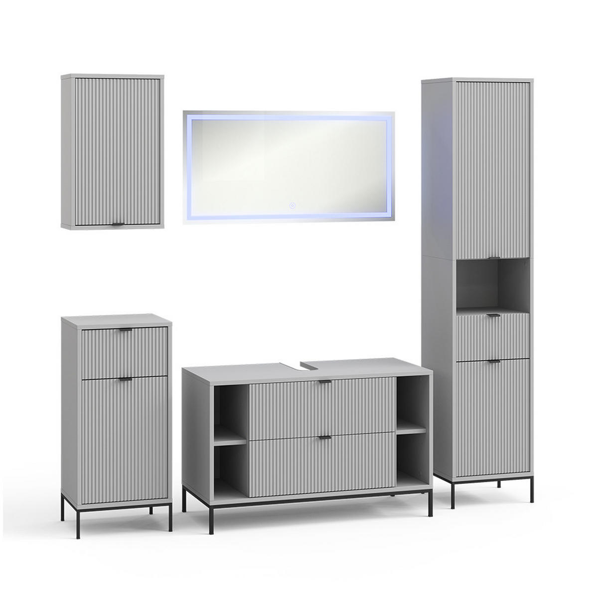 BADMÖBEL-SET Eliza Grau 5 Teile - Grau, Holzwerkstoff (100/63/45.1cm) - Vicco