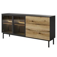SIDEBOARD LAMBERTI 180/85/40 cm mit 3 Schubladen und 2 Türen Schwarz - Goldfarben/Schwarz, Holzwerkstoff (180/85/40cm) - MASSENO