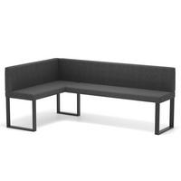 ECKBANK links SANA U Webstoff glatt, 128/168 cm Anthrazit - Anthrazit, Textil/Metall (128/168cm) - Idohome