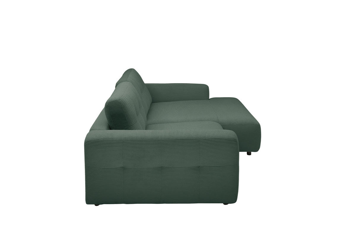 ECKSOFA XL MIKA Smaragdgrün Cord - Smaragdgrün/Schwarz, Kunststoff/Textil (296/167cm) - KAWOLA