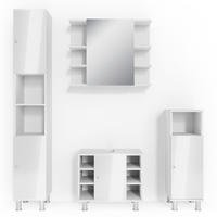 BADMÖBEL-SET Fynn Weiß Hochglanz 4 Teile - Weiß Hochglanz/Weiß, Holzwerkstoff (60/54/32cm) - Vicco