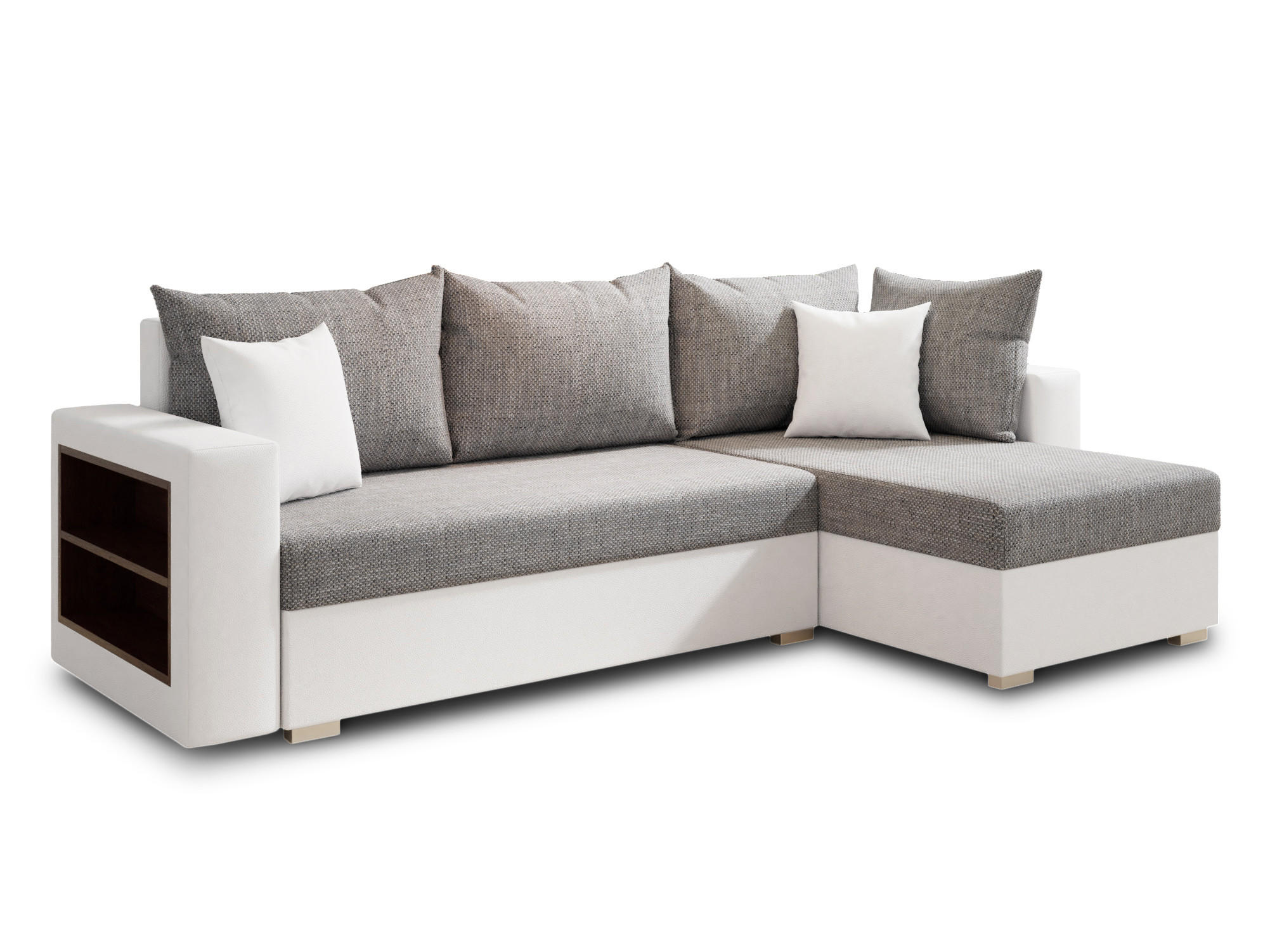ECKSOFA Lord, Seite: Rechts - Weiß/Grau, Holz/Textil (238/141cm) - Sofnet