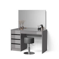SCHMINKTISCH-SET Imola Grau 120 cm mit Hocker - Grau, Holzwerkstoff (120/75/55cm) - Livinity®