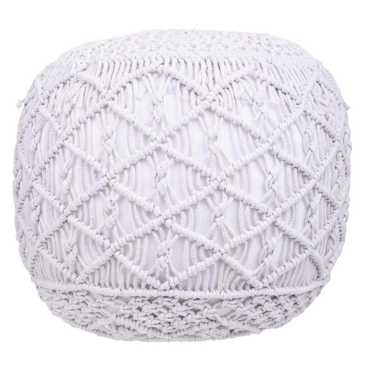 POUF aus Baumwolle, weiß, 45x40cm - Weiß, Textil (45/40/45cm) - Wanderlust