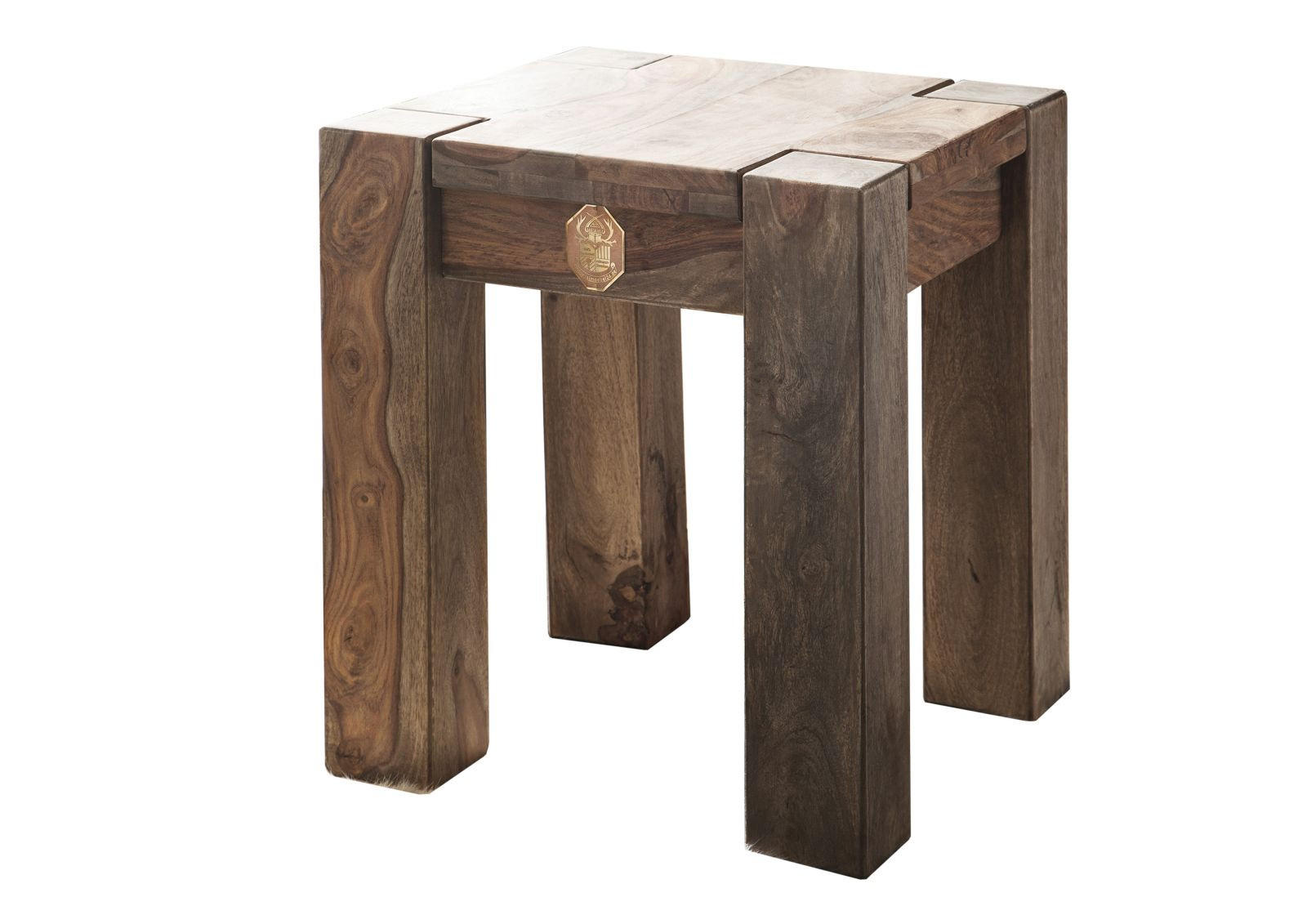 HOCKER Sheesham 40x40x45 grau geölt NATURE GREY #10 - Grau, Holzwerkstoff (40/45/40cm)