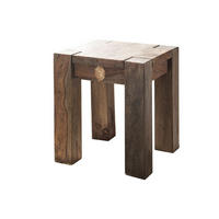HOCKER Sheesham 40x40x45 grau geölt NATURE GREY #10 - Grau, Holzwerkstoff (40/45/40cm)
