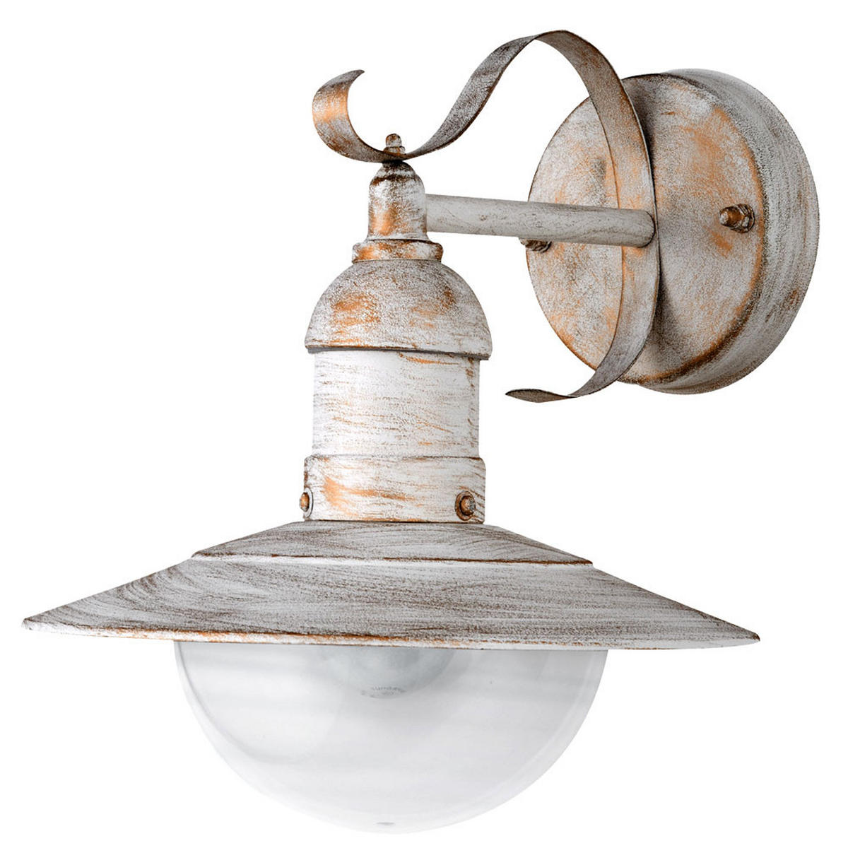 WANDLEUCHTE Landhausstil Weiß Gold - Weiß, Metall (27.2/24/25.6cm)