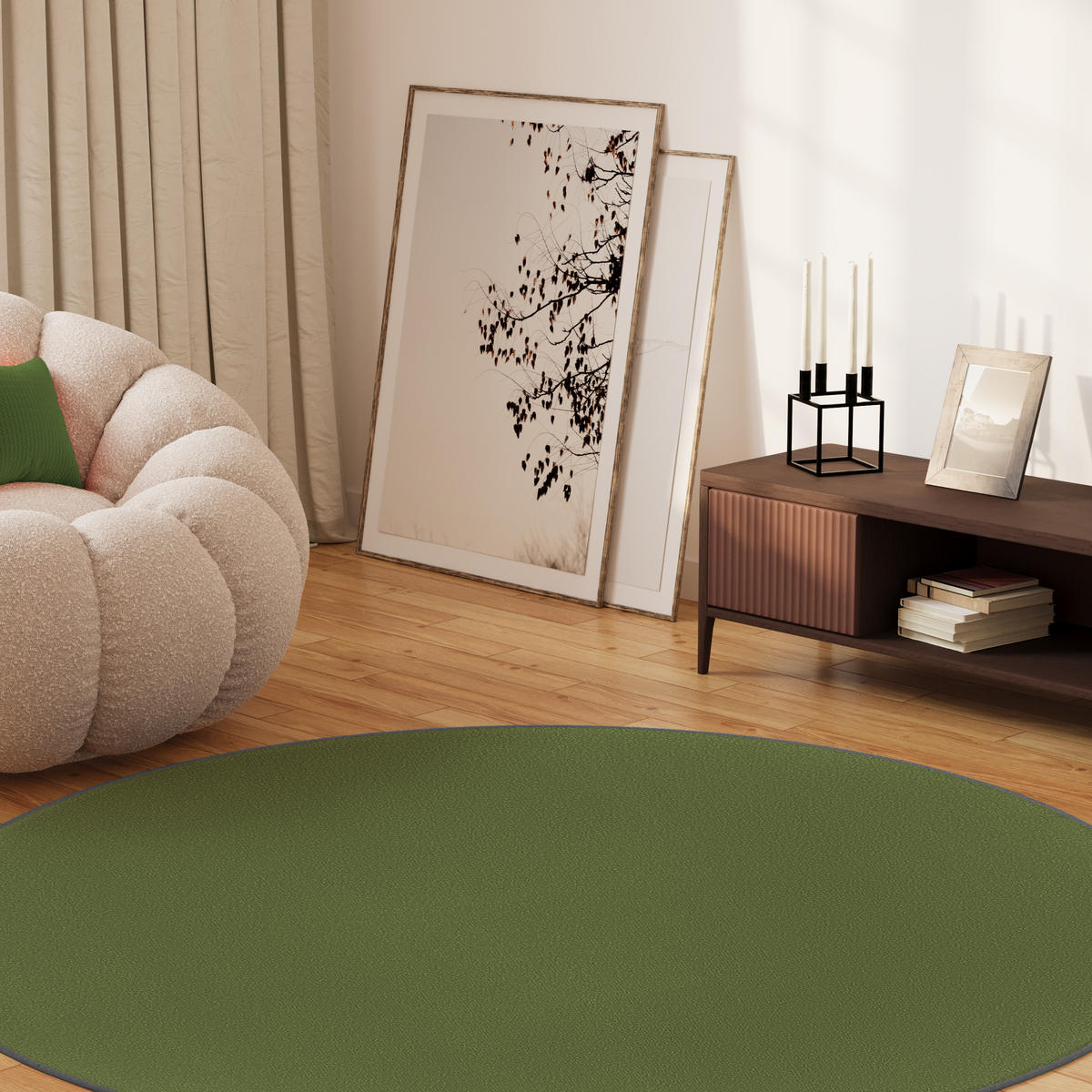 TEPPICH MONO Rund Outdoor Grün 80/80 cm - Grün, Textil (80/80cm) - Tapiso