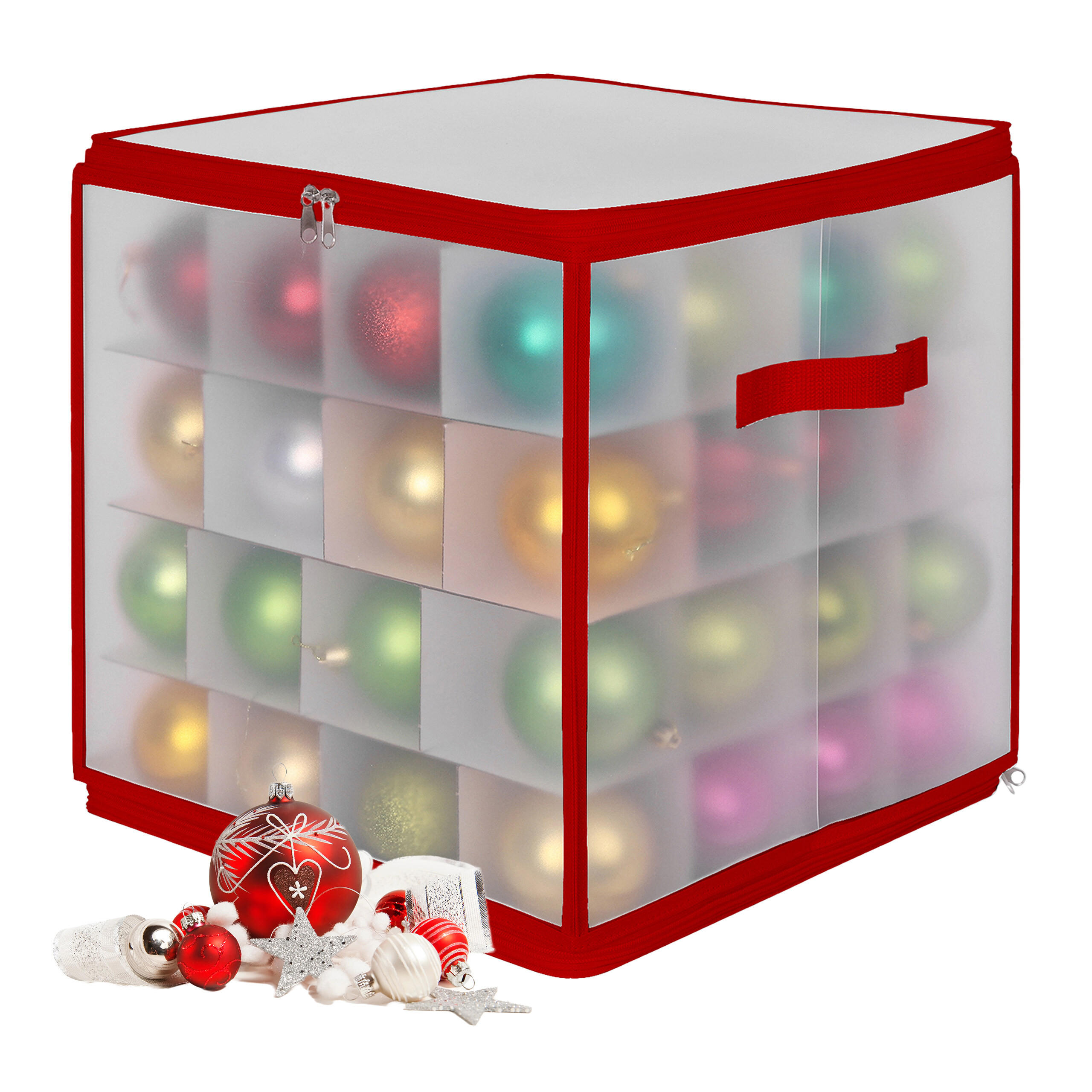 WEIHNACHTSKUGEL-AUFBEWAHRUNGSBOX - Transparent, Wellpappe/Kunststoff (36/18/36cm) - Relaxdays