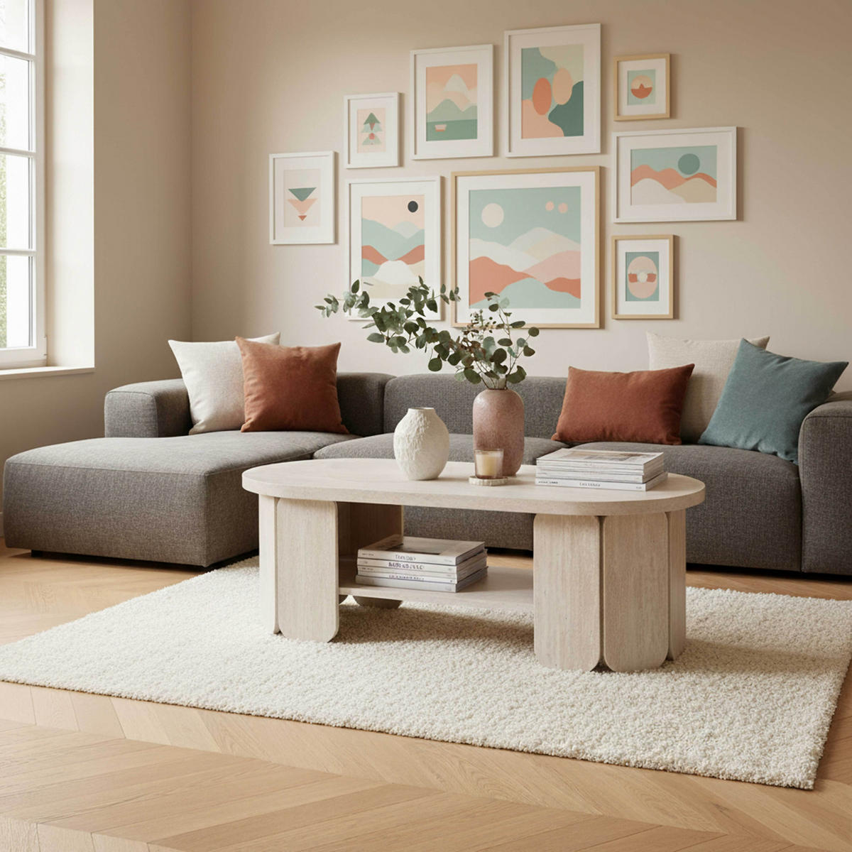 COUCHTISCH, Weiß - Weiß, Holz (110/50/38.5cm) - Oviala