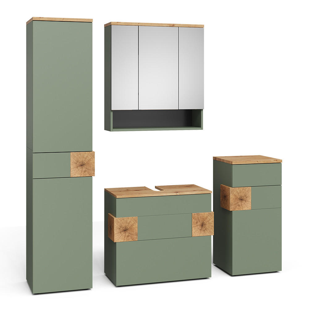 BADMÖBEL-SET Eden Grün 4 Teile - Grün, Holzwerkstoff (70/64.5/37cm) - Vicco