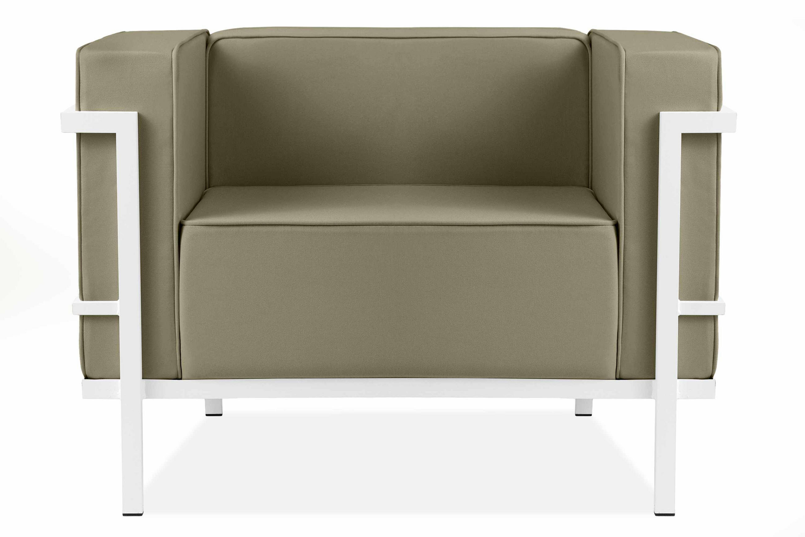 GARTENSESSEL TRIGLO Stahlgestell, Modern, Weiß/Beige - Beige/Weiß, Textil/Metall (99/70/69cm) - KONSIMO®