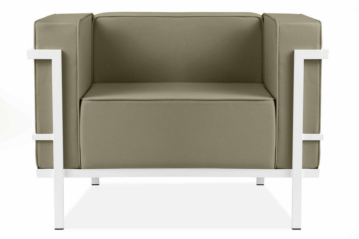 GARTENSESSEL TRIGLO Stahlgestell, Modern, Weiß/Beige - Beige/Weiß, Textil/Metall (99/70/69cm) - KONSIMO®