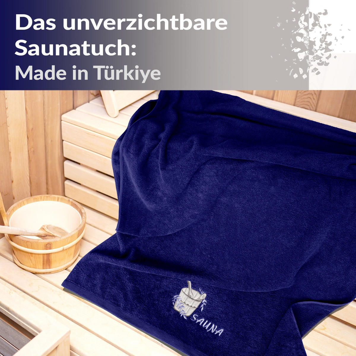 SAUNATUCH Lillby Marine Blau 100x200 cm - Dunkelblau, Textil (100/200cm) - Lashuma
