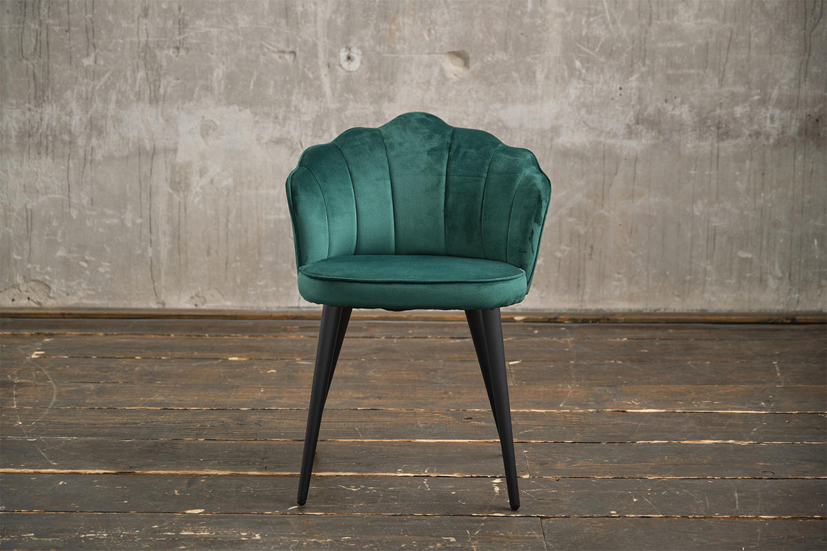 ESSZIMMERSTUHL SALLY Grün Velvet - Schwarz/Grün, Textil (55/76/57cm) - KAWOLA