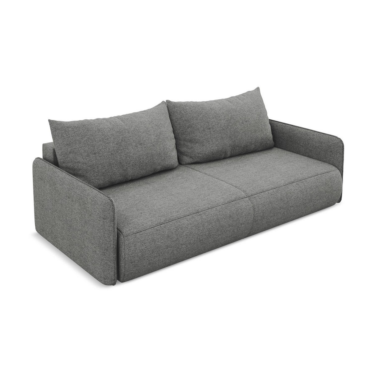 3-SITZER SOFA mit Schlaffunktion Chenille Stoff Grau - Schieferfarben/Schwarz, Kunststoff/Textil (216/86/105cm) - LaMiaSofa
