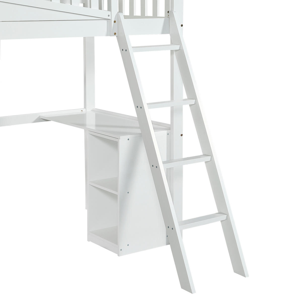 HOCHBETT 90/200 mit Rutsche, Tisch und Kleiderschrank in Weiß - Weiß, Holz (90/200cm) - EVRYAE