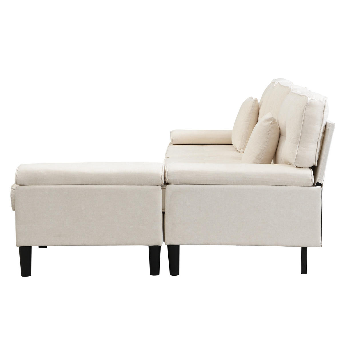 ECKSOFA Chenille mit Fußbank und modularer L-Form 195/149/86 cm Beige - Beige, Textil (149/195cm) - Redom