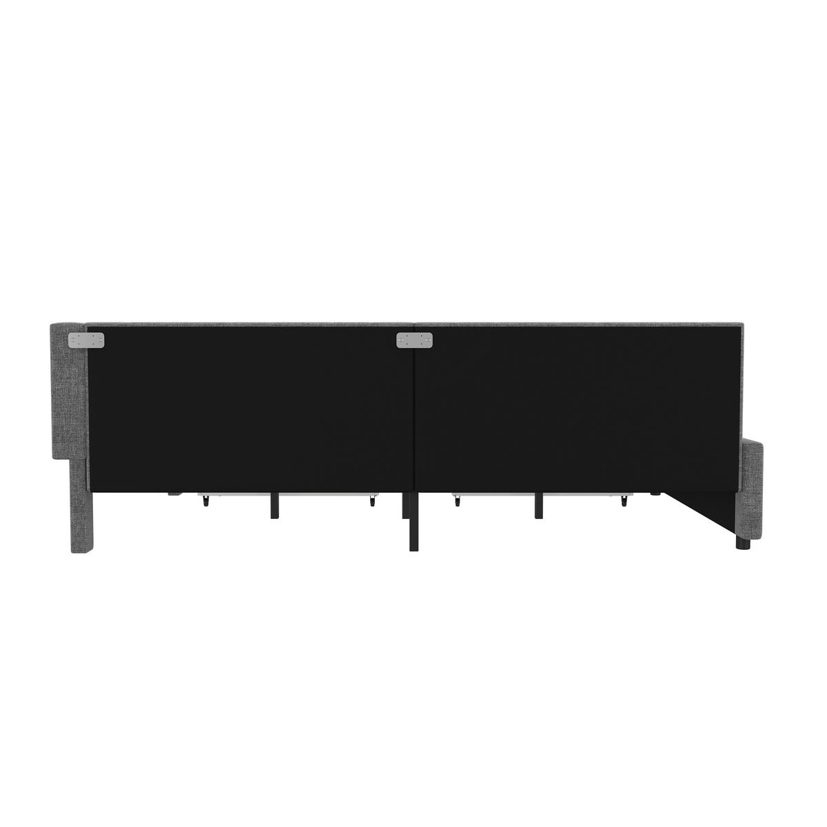 TAGESBETT 140/200 cm DE-04868, mit LED, USB+Typ-C und 2 Schubladen in Grau - Grau, Holzwerkstoff (140/200cm) - ComfortXL