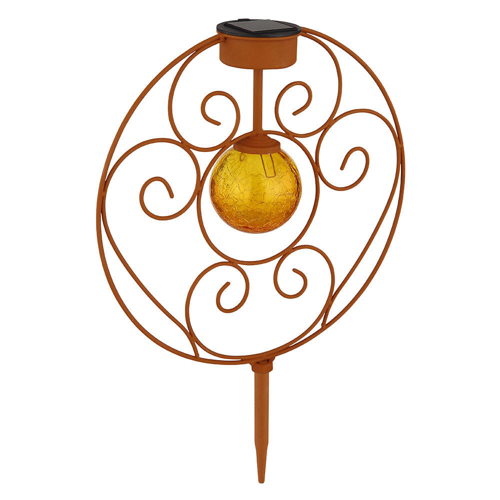 LED AUSSENLEUCHTE Metall Rostoptik Braun Kugel - Braun, Glas (30/8.5/41cm) - Globo Lighting