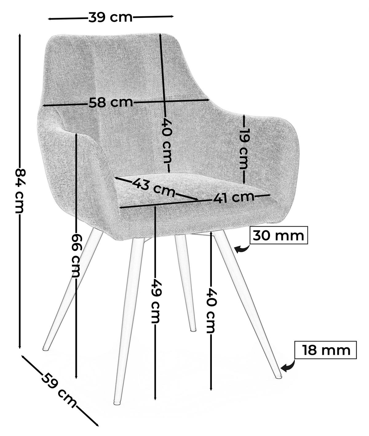 STUHL LUGANO drehbar gepolsterter mit Steppung - beige - Chenille - Beige/Schwarz, Textil/Metall (58/84/59cm) - NEW HOME
