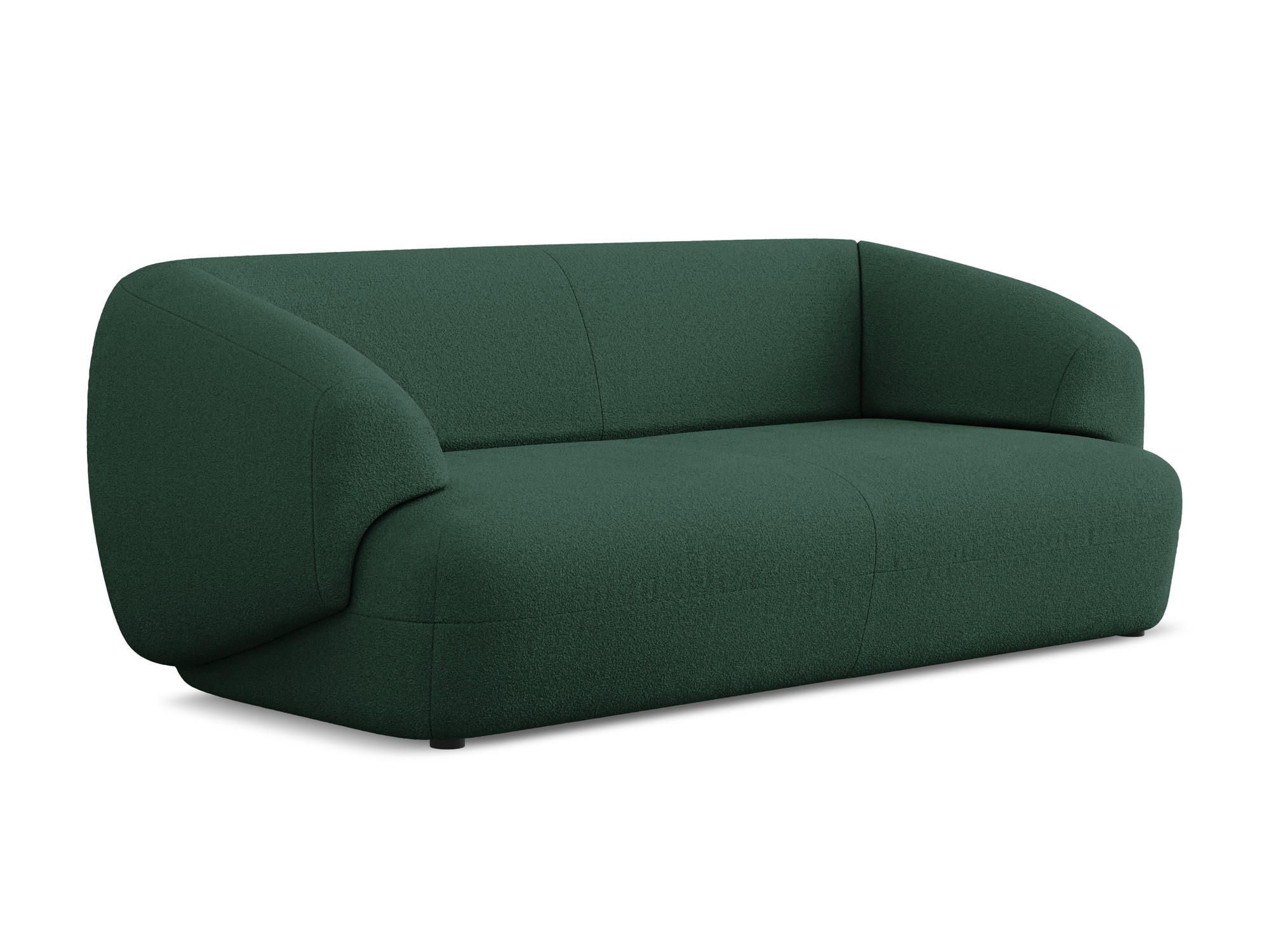 3-SITZER SOFA Bouclé Stoff Grün - Dunkelgrün/Schwarz, Kunststoff/Textil (212/81/98cm) - Makamii