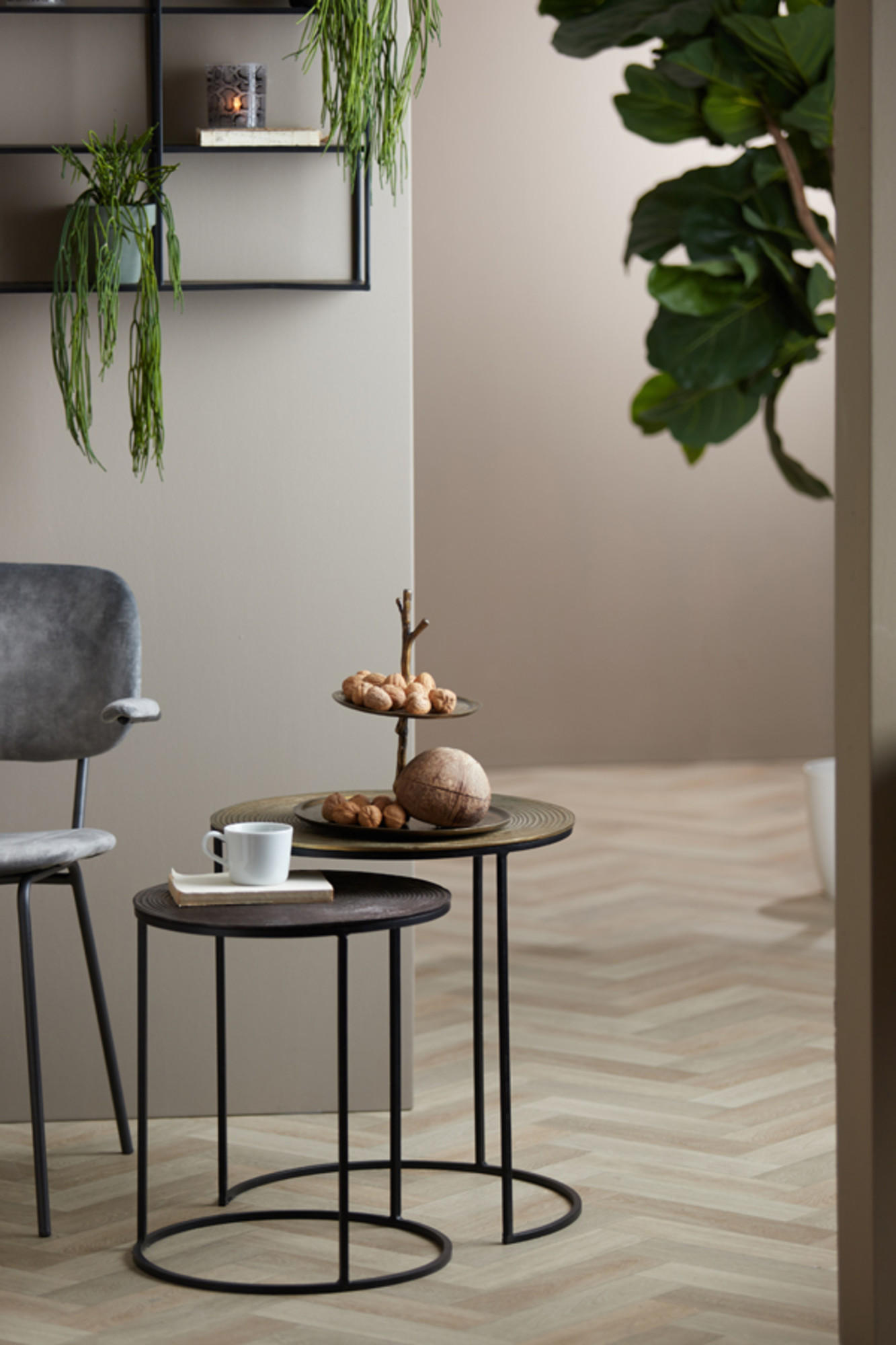 BEISTELLTISCH Talca Bronze Ø49/52 cm 2er-Set - Messingfarben/Bronzefarben, Metall (49/49/50.5cm) - Light & Living