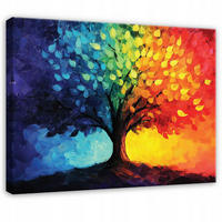 LEINWAND BILDER Abstrakt Baum Bunt Modern Wohnzimmer 60x40 - Multicolor, Holzwerkstoff (60/40cm) - Wallarena