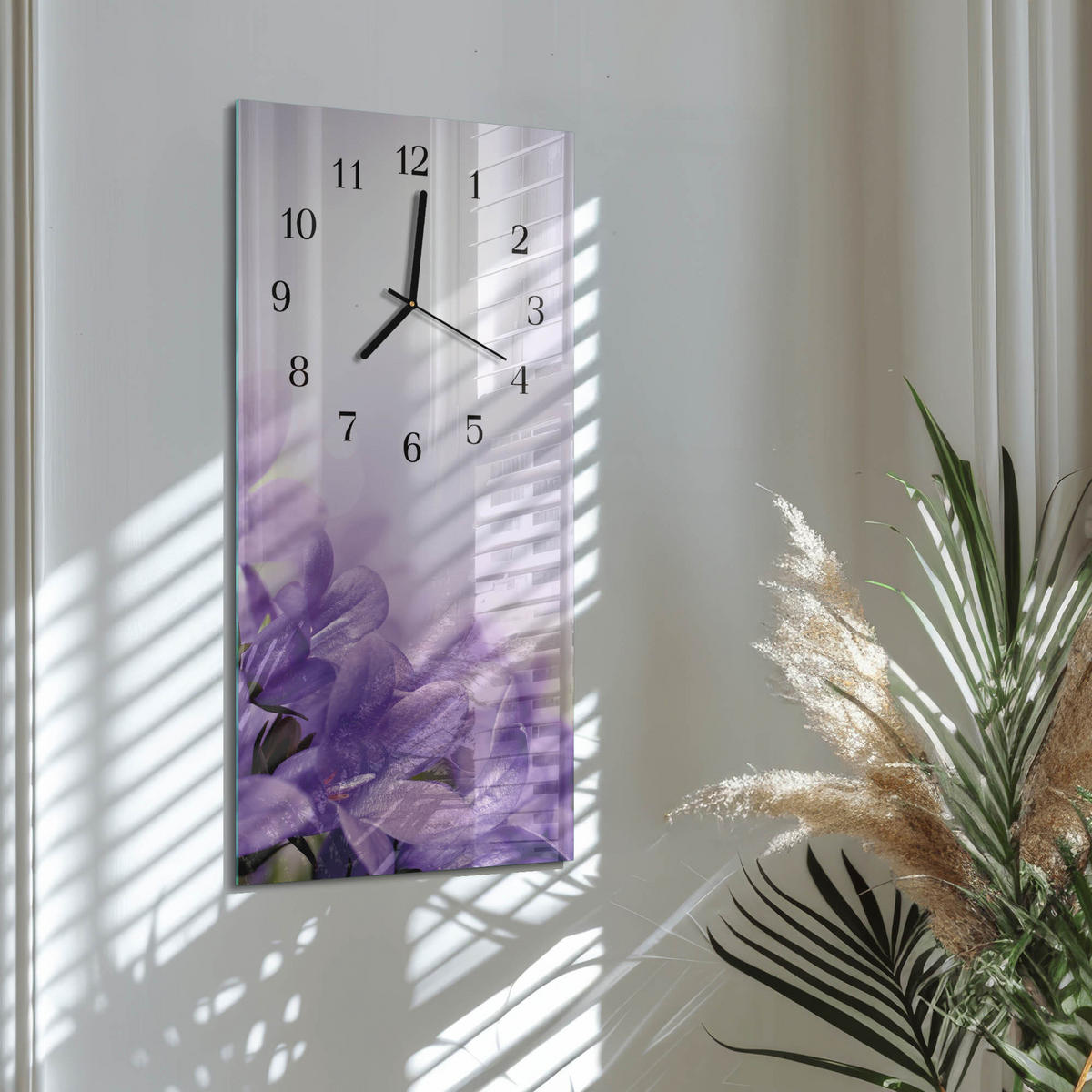 WANDUHR 60x30 cm - Limette und Minze - Lila, Glas (30/60/0.4cm) - TULUP